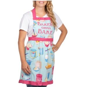 Pantry Ice Blue Pink Women’s Bakers Gonna Bake Apron Baking Humor Kitchen
